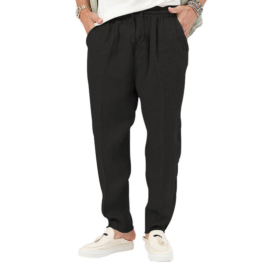 Herren Leichte Leinenhose mit elastischem Bund und praktischen Eingrifftaschen EB