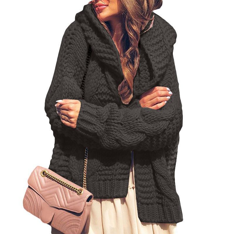 Damen Grobstrickjacke mit luxuriösem Karomuster und oversized Schnitt EB