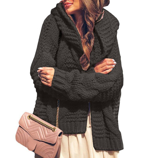 Damen Grobstrickjacke mit luxuriösem Karomuster und oversized Schnitt EB