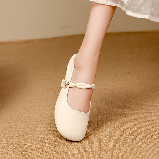 Damen elegante Mary Jane Ballerinas mit dekorativem Riemchen EB
