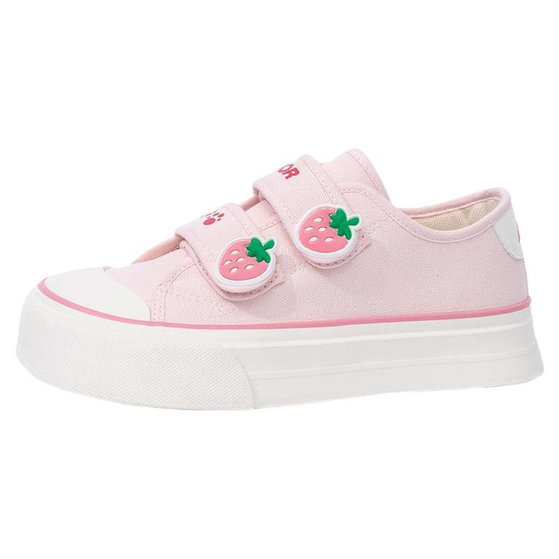 Damen Freizeit-Sneaker mit niedlichen Erdbeer-Applikationen und praktischem Klettverschluss EB