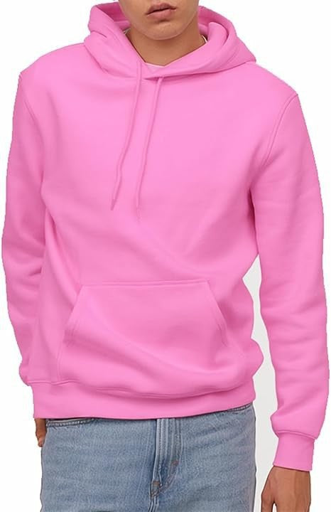 Herren nan lässiger Kapuzenpullover mit Kängurutasche, Tunnelzug und gerippten Bündchen EB