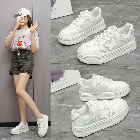 Damen modische Sneakers mit floralen Applikationen und gepolsterter Sohle EB