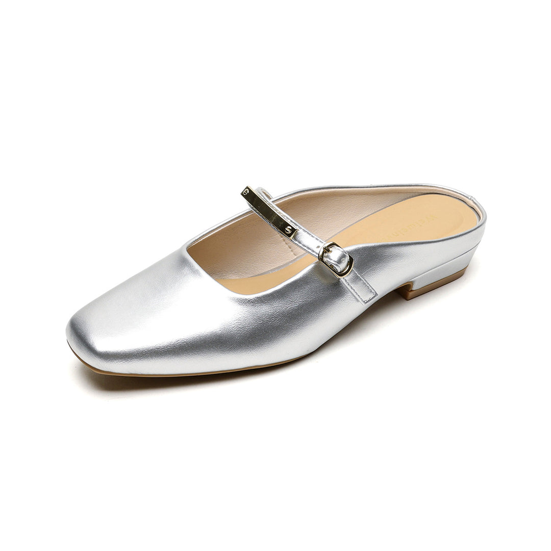 Damen Slingback Mules mit eleganter Schnallenakzent EB