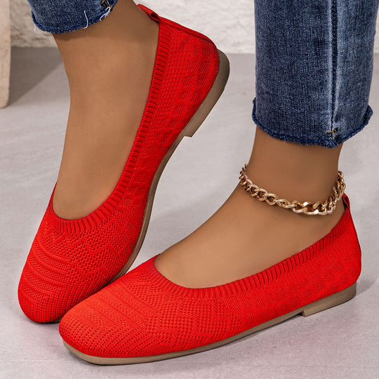 Damen Bequeme Ballerinas aus elastischem Strickmaterial mit flexibler Sohle EB