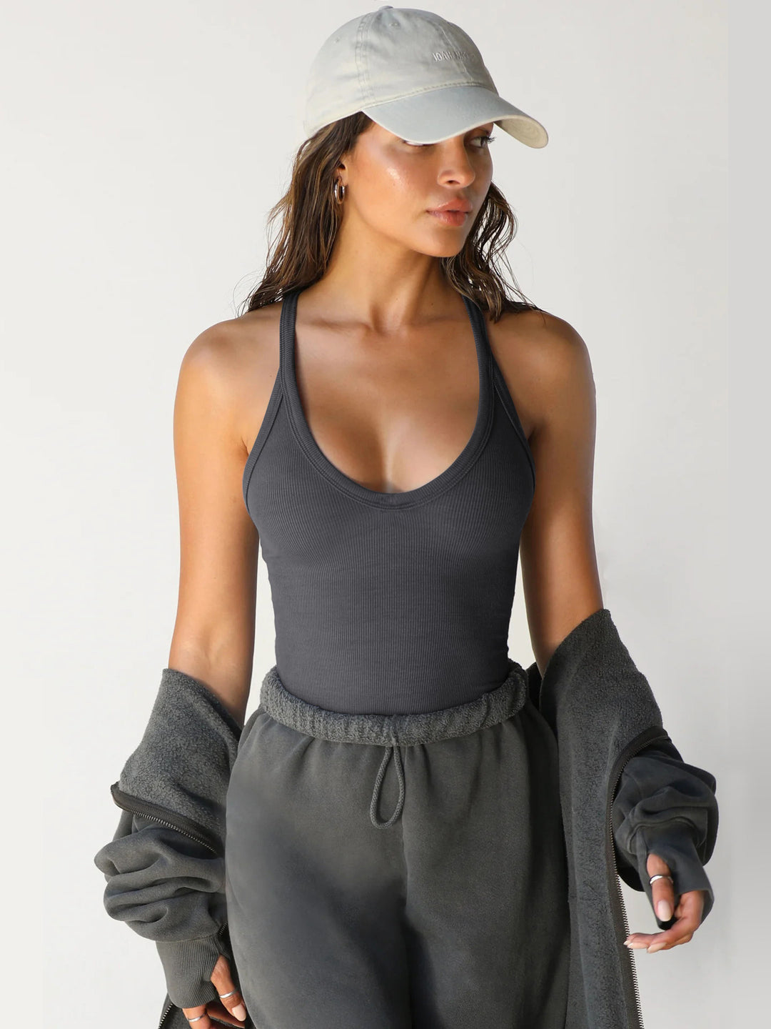 Damen Sportliches Tanktop mit tiefem V-Ausschnitt und schmalem Schnitt EB