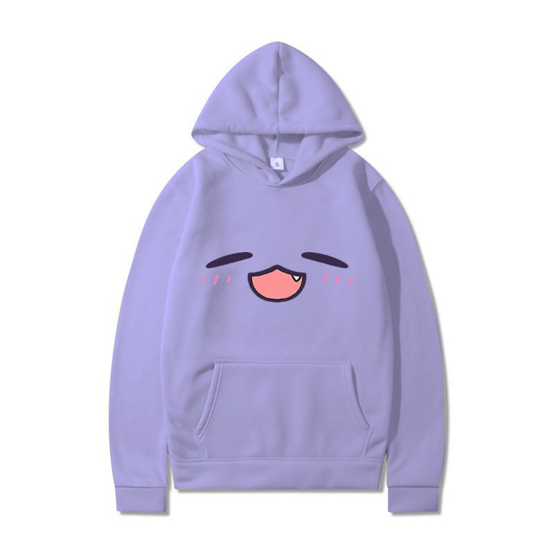 Damen Kapuzenpullover mit fröhlichem Cartoon-Gesicht und bequemer Passform EB