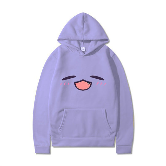 Damen Kapuzenpullover mit fröhlichem Cartoon-Gesicht und bequemer Passform EB
