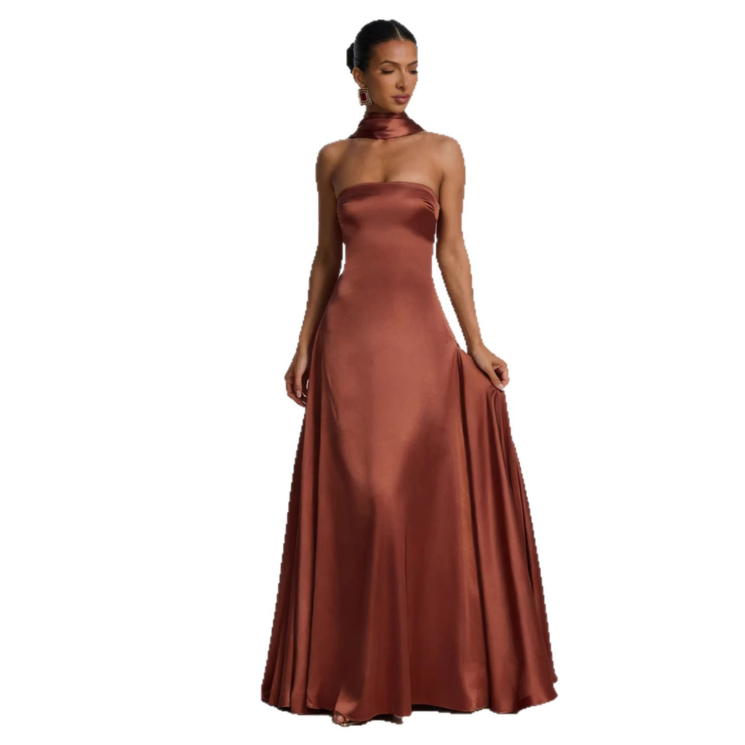 Damen Elegantes und schulterfreies Abendkleid mit fließendem Fall EB
