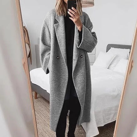 Damen Wollmantel mit strukturiertem Design und oversized Schnitt EB