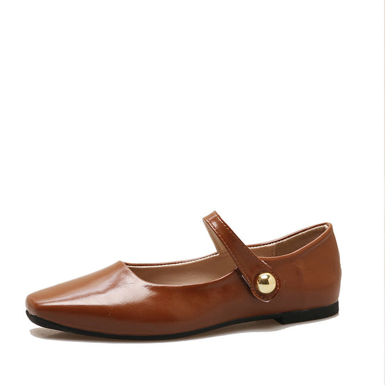Damen klassische Ballerinas mit elegantem Riemchen und feinem Schnallen-Detail EB