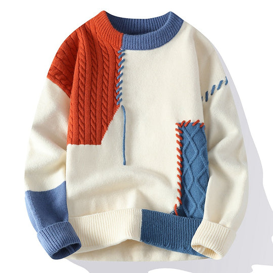 Unisex nan strukturierter Oversize-Strickpullover mit Zopfmuster und dekorativer Steppnaht EB