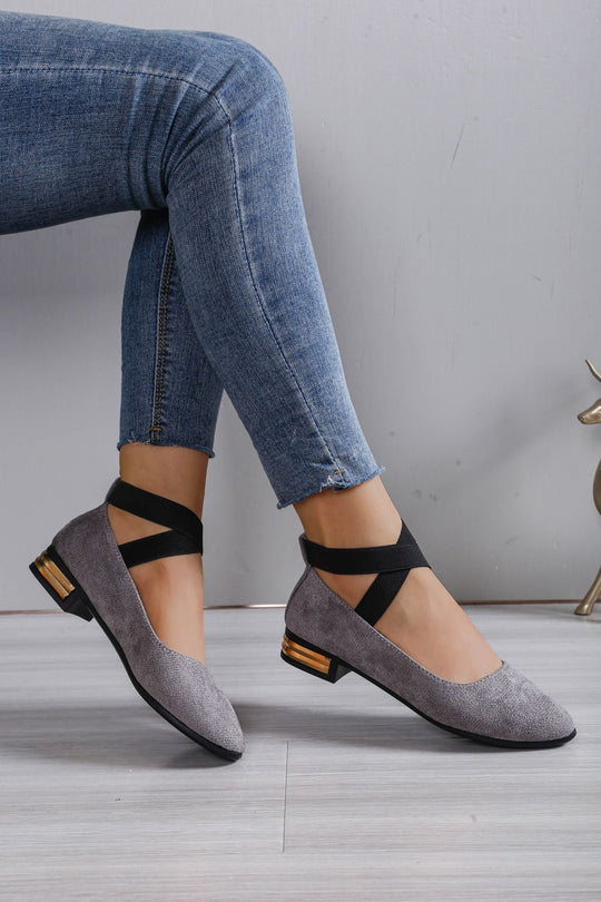 Damen Elegante Ballerinas mit elastischem Riemchen EB