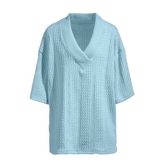 Damen lässiger Strickpullover mit v-förmigem Ausschnitt und zeitlosem Muster EB