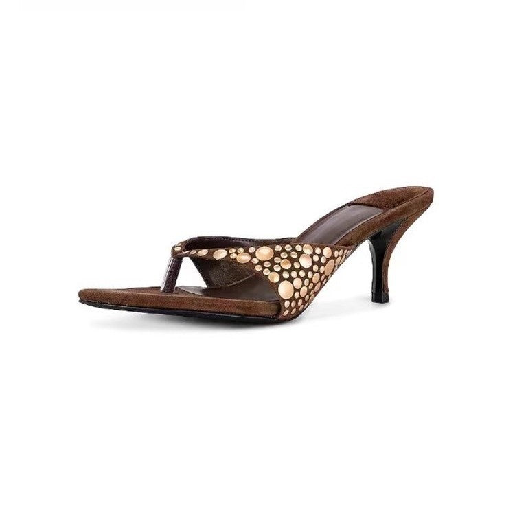 Damen elegante Zehentrenner mit modischem Schmuckdetail EB