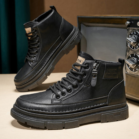 Damen modische Schnürstiefel mit Reißverschluss EB