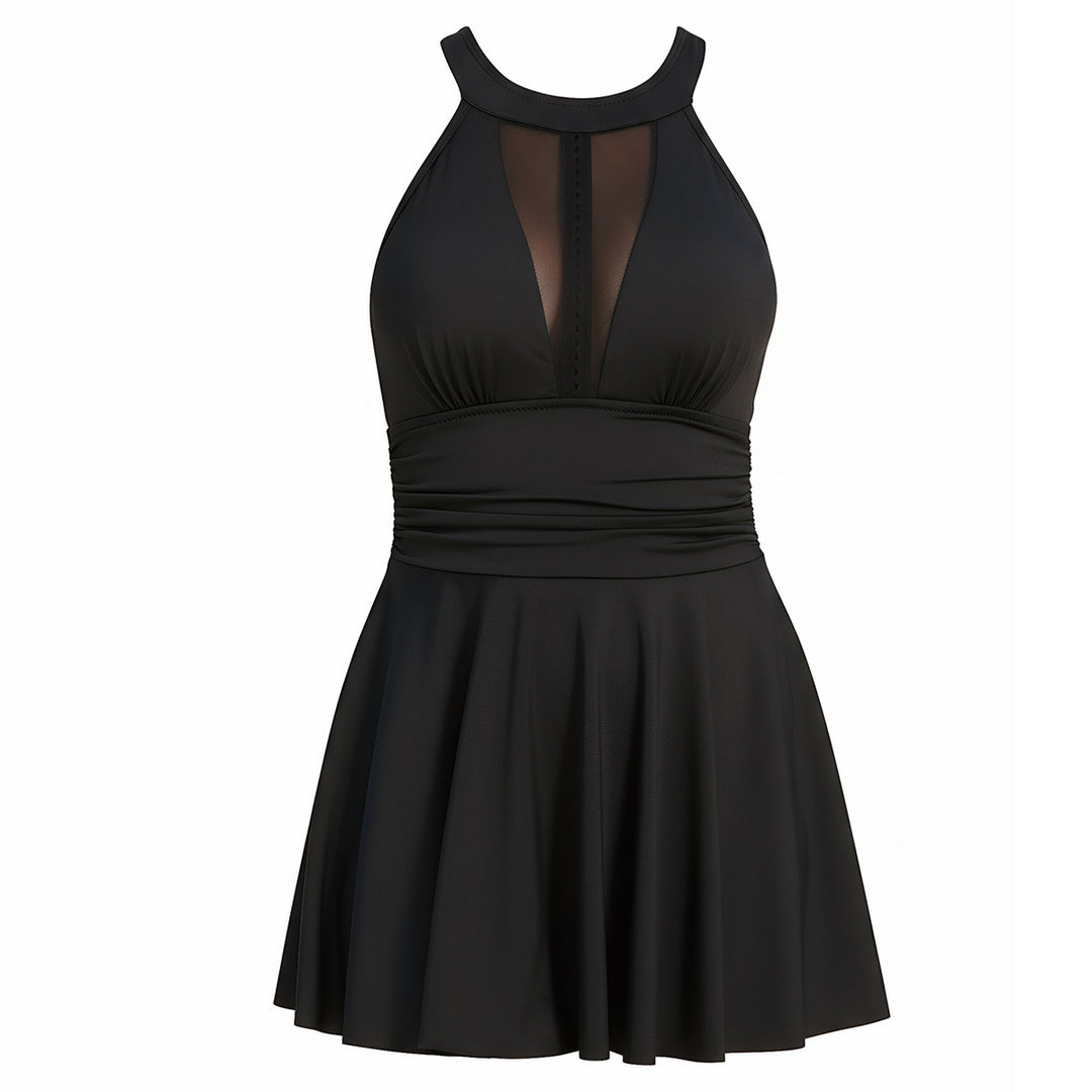 Damen Eleganter Badeanzug mit transparenten Einsätzen EB
