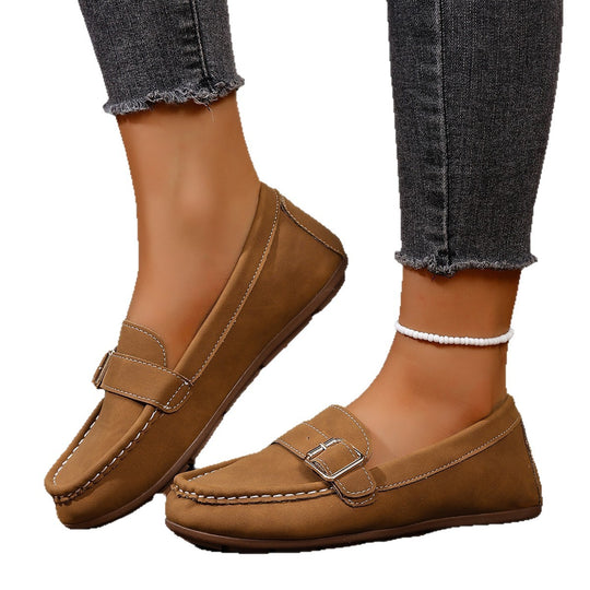 Damen Mokassins mit modischem Schnallen-Design und komfortabler Sohle EB