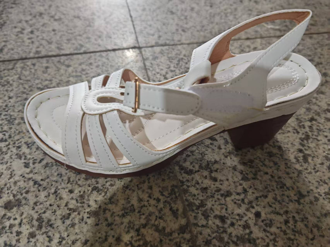 Damen T-Strap Sandaletten mit gepolstertem Komfortfußbett und mittlerem Blockabsatz EB