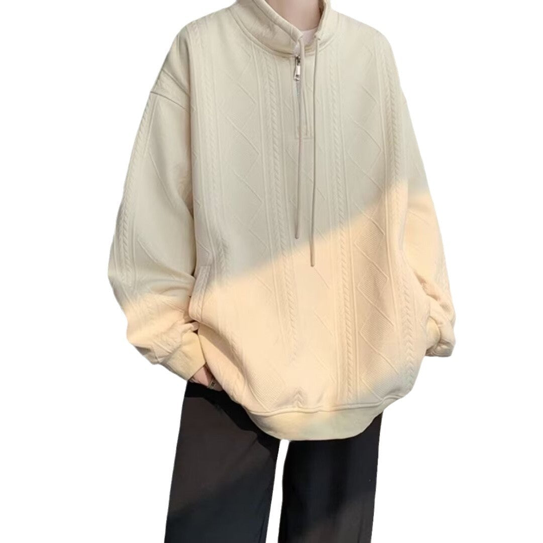 Damen lässiger Pullover mit modernem Stehkragen und Ringelzug EB