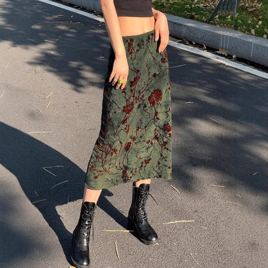 Damen Maxirock mit floralem Druck und elegantem Schnitt EB