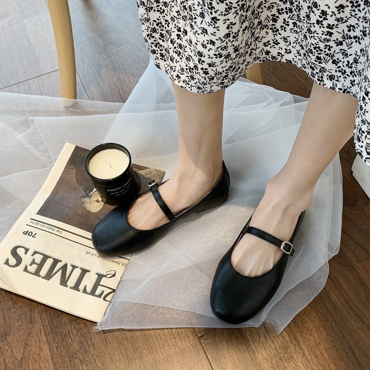 Damen elegante Ballerinas mit Schnallen-Detail EB
