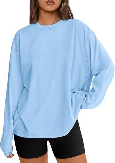 Damen Oversize-Sweatshirt mit Rundhalsausschnitt und verlängertem Saum EB