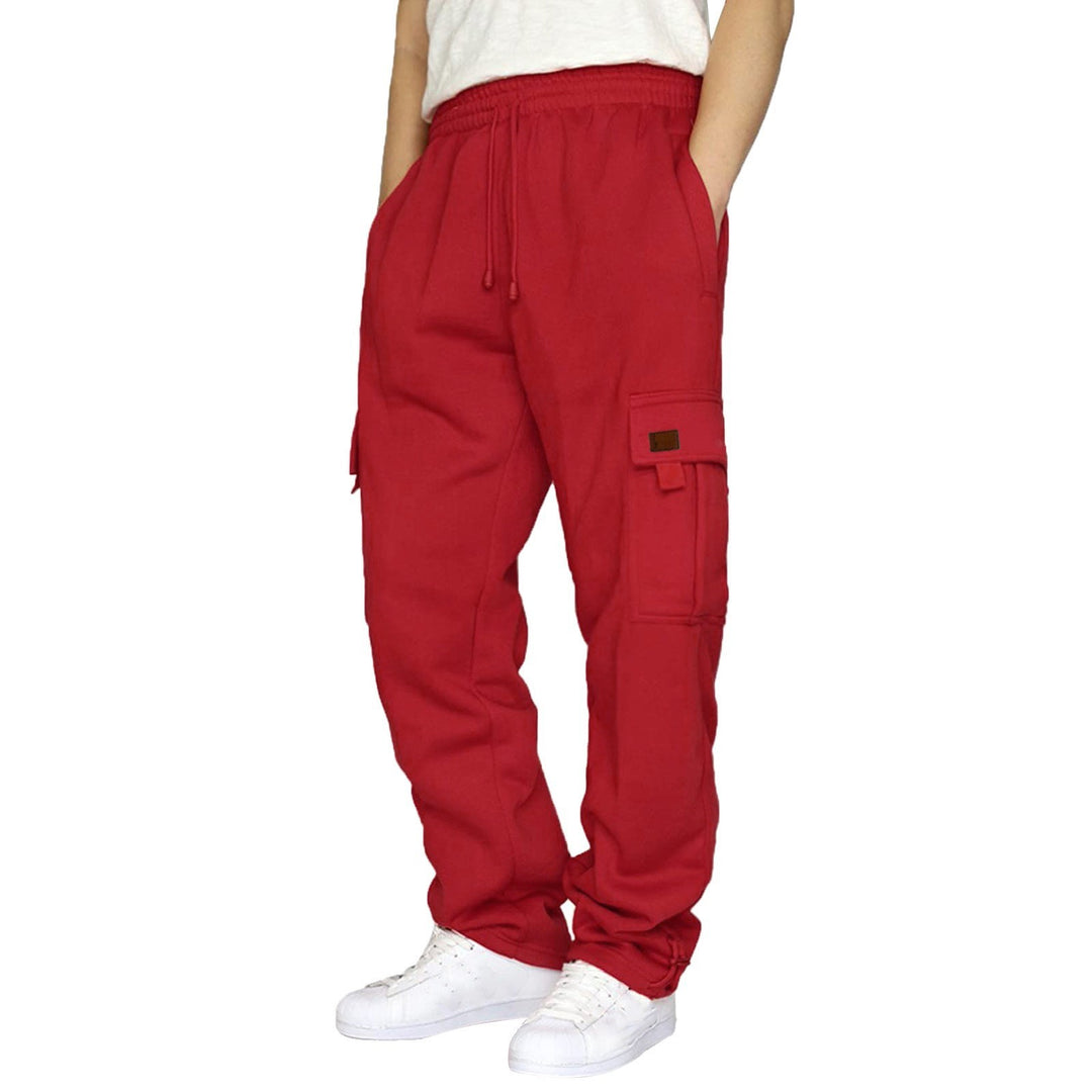 Herren nan konisch zulaufende Sweat-Cargohose mit elastischem Bund, Kordelzug und Klappentaschen EB