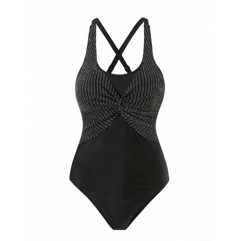 Damen Einteiler Badeanzug mit elegantem Wickeldesign EB