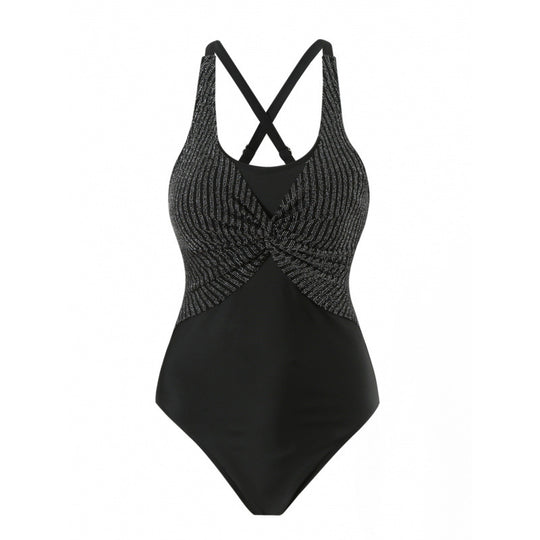 Damen Einteiler Badeanzug mit elegantem Wickeldesign EB