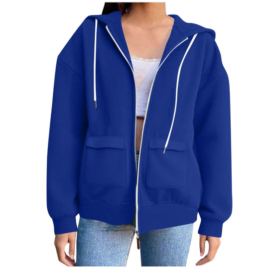 Damen lässige Kapuzenjacke mit großen Taschen EB