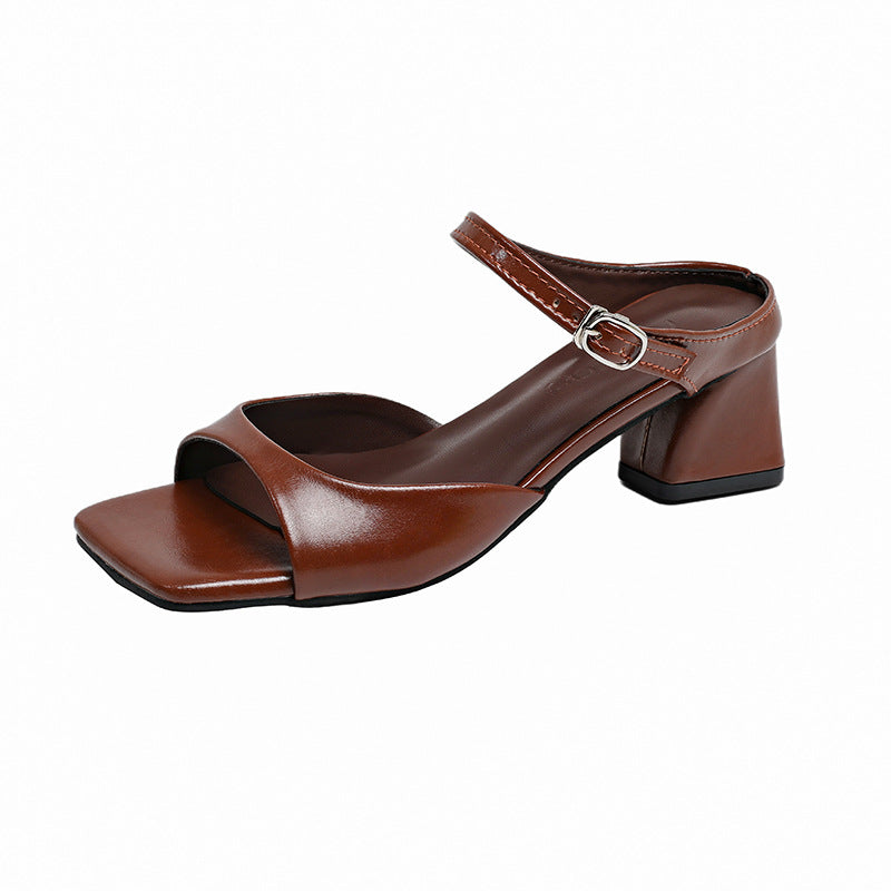 Damen Slingback-Sandaletten mit quadratischer Zehenpartie und komfortablem Blockabsatz EB