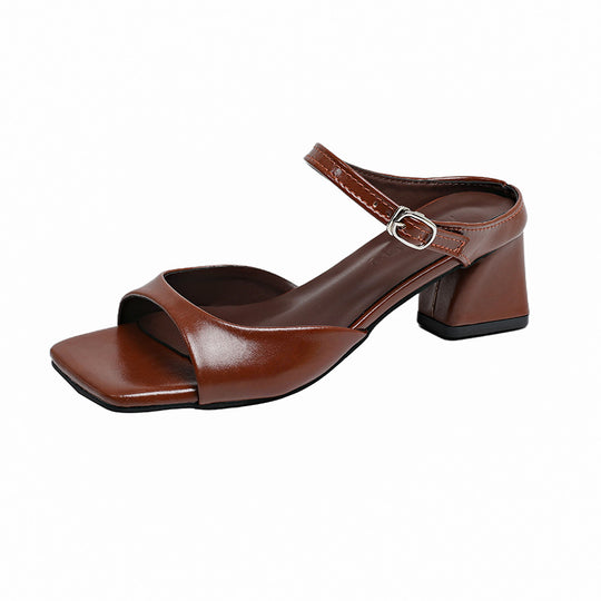 Damen Slingback-Sandaletten mit quadratischer Zehenpartie und komfortablem Blockabsatz EB