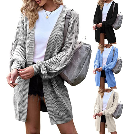 Damen Grobstrick-Kimono-Cardigan mit lässigen Oversized-Ärmeln EB