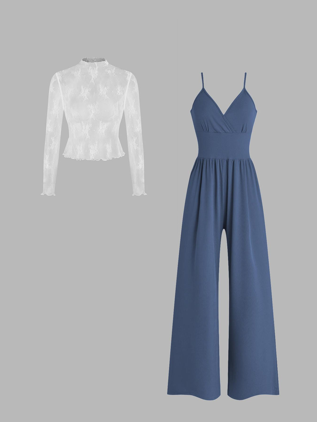 Damen elegantes und figurbetontes Jumpsuit-Set EB
