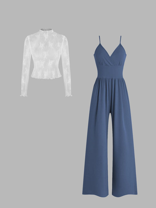 Damen elegantes und figurbetontes Jumpsuit-Set EB