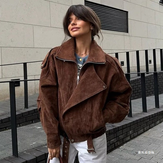 Damen Übergroße jacke mit breitem Kragen EB