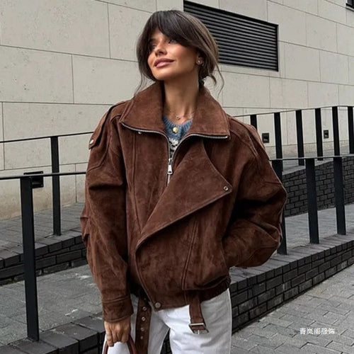 Damen Übergroße jacke mit breitem Kragen EB