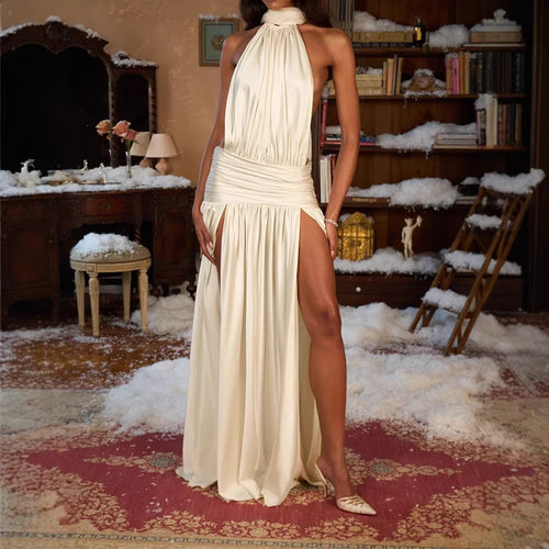 Damen Elegantes Maxikleid mit schulterfreiem Design und Rüschendetails EB