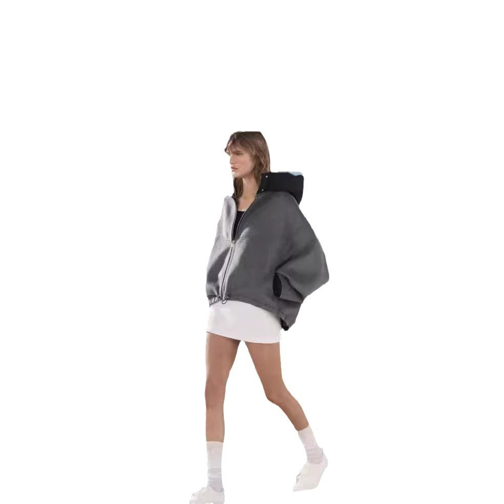 Damen Oversized Sweatjacke mit voluminösen Ärmeln und bequemen Taschen EB