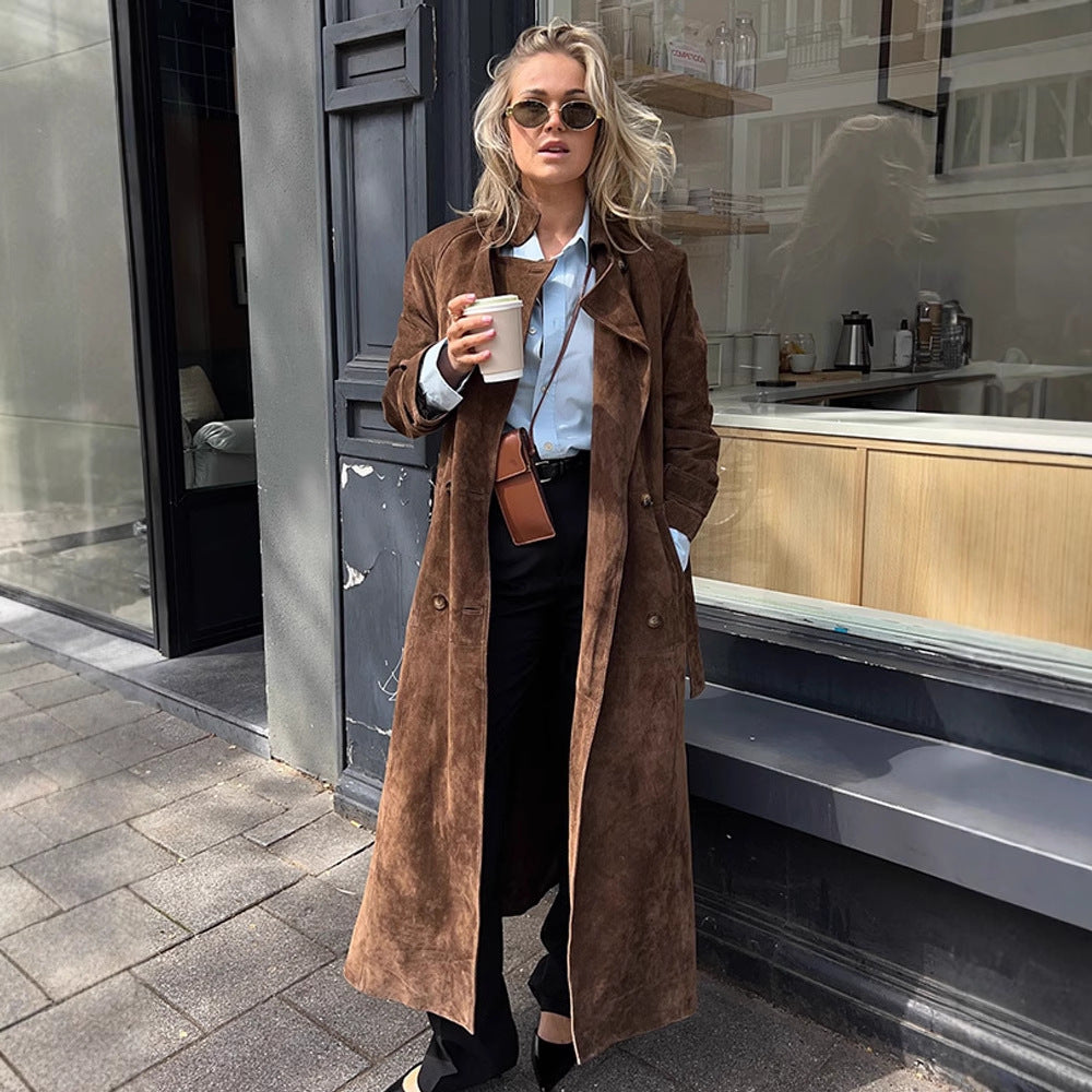 Damen Langmantel aus softem Wildleder EB