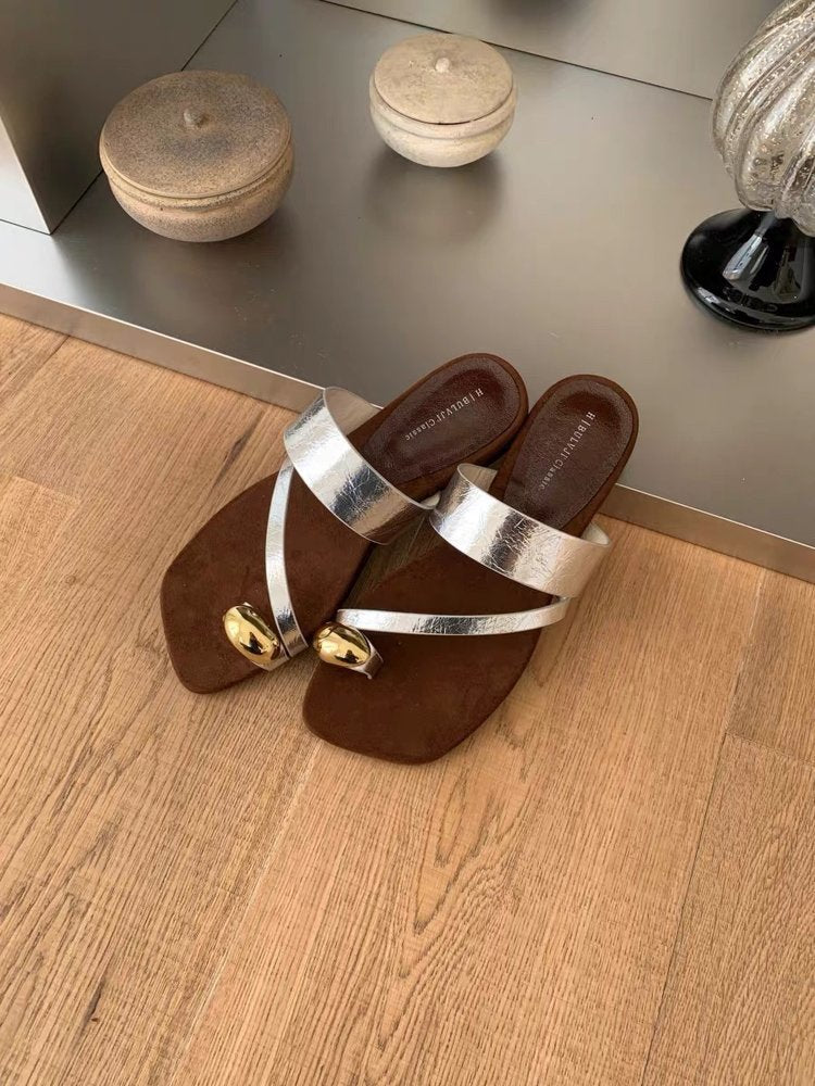Damen Komfortable Sandalen mit dekorativem Riemen und ergonomischer Sohle EB