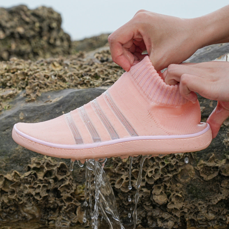 Damen atmungsaktive Sport-Sneaker mit elastischem Schaft und rutschfester Sohle EB