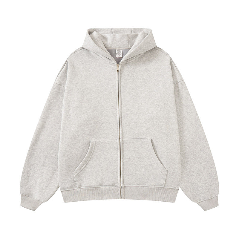 Unisex nan Kapuzen-Sweatjacke mit durchgehendem Reißverschluss, oversized Passform und Kängurutaschen EB