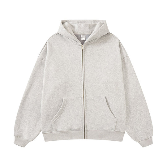 Unisex nan Kapuzen-Sweatjacke mit durchgehendem Reißverschluss, oversized Passform und Kängurutaschen EB