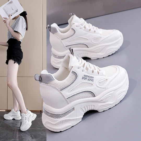 Damen Sportliche Sneaker mit dicker Dämpfung und atmungsaktiver Obermaterialstruktur EB