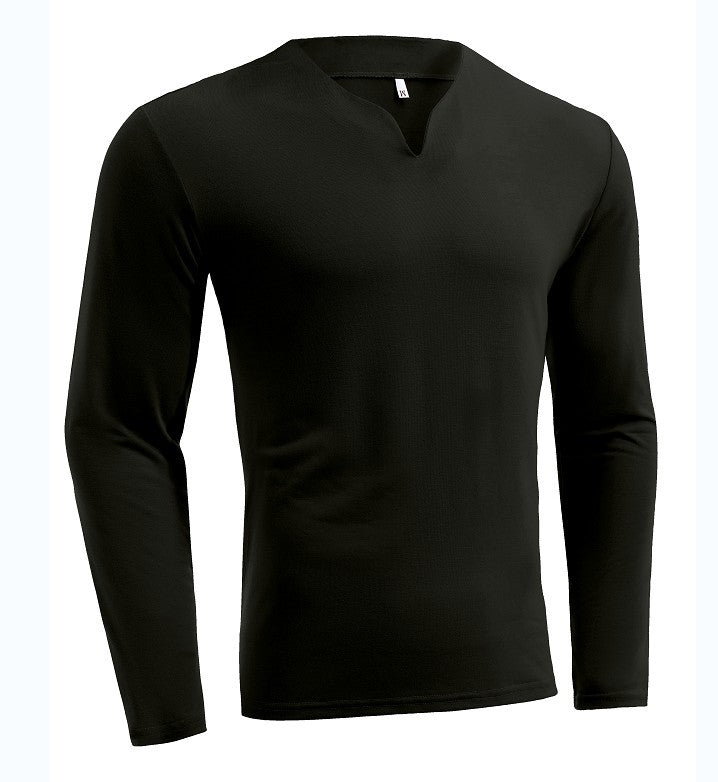 Herren nan Langarmshirt mit V-Ausschnitt Slim Fit Baumwollmix und elastischem Komfortbund EB