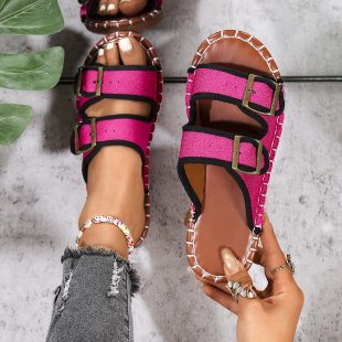 Damen offene Riemchensandalen mit verstellbaren Schnallen EB