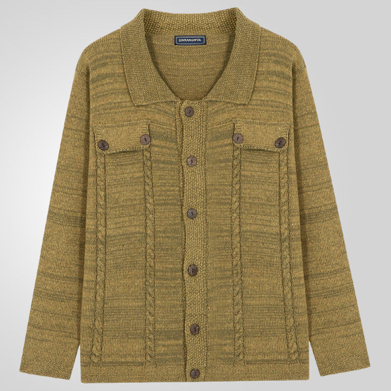 Herren Strickjacke mit Zopfmuster und praktischen Taschen EB