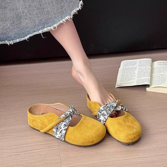 Damen komfortable Hausschuh-Slipper mit dekorativem Riemen und wärmendem Innenfutter EB